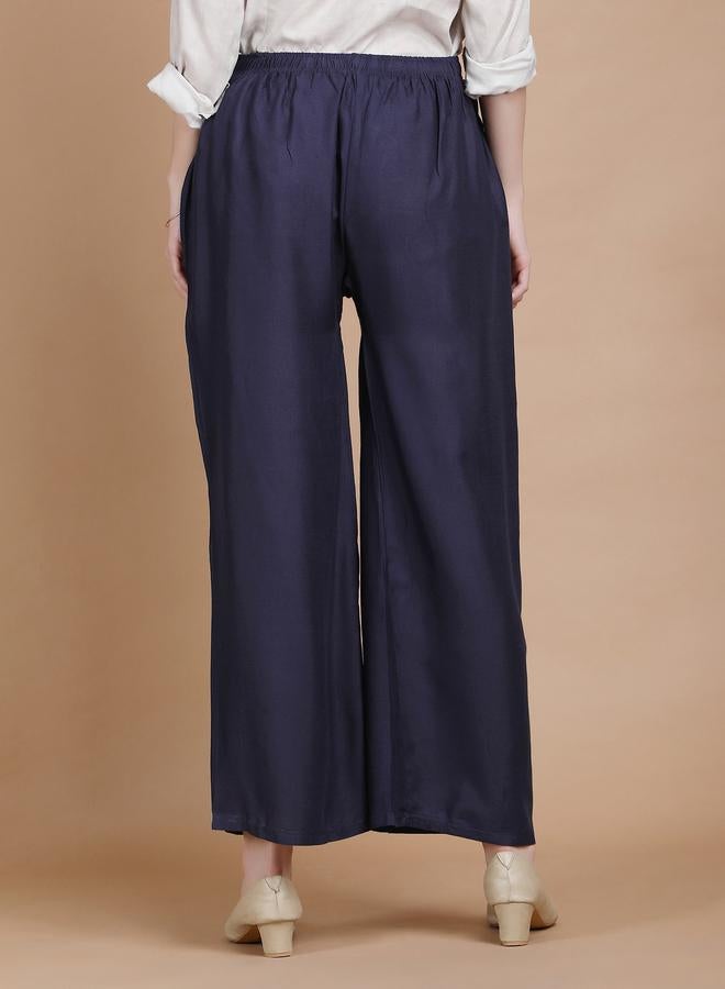 تايك تو بنطال بالازو واسع الساق لون كحلي - Image 3